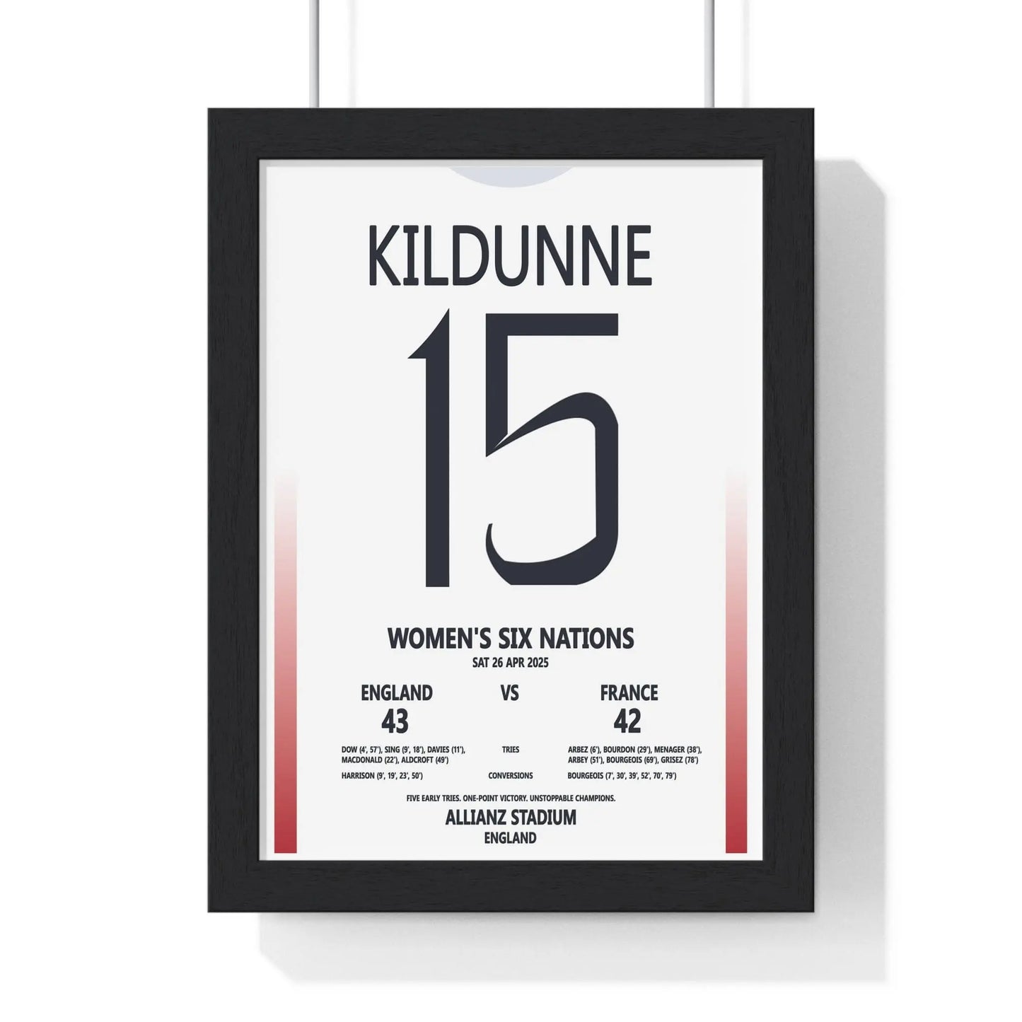 Soccer Poster England vs France Women’s Six Nations 2025 Print Poster Kingz