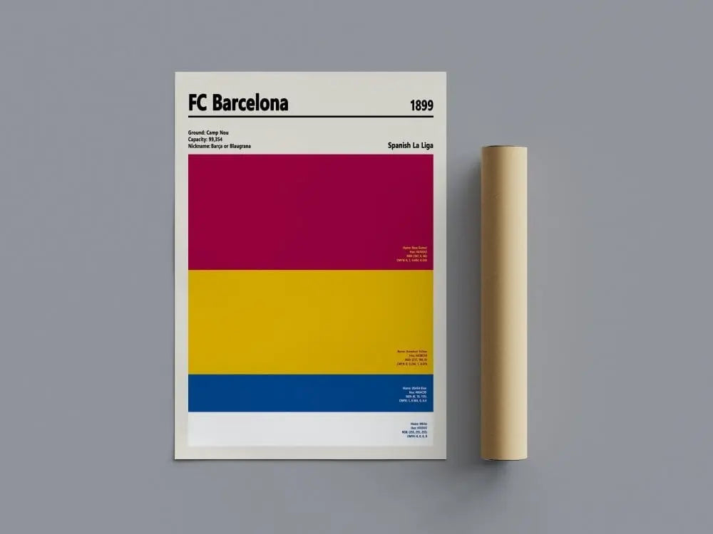 Soccer Poster FC Barcelona Football Soccer Color Swatch Poster Poster Kingz
