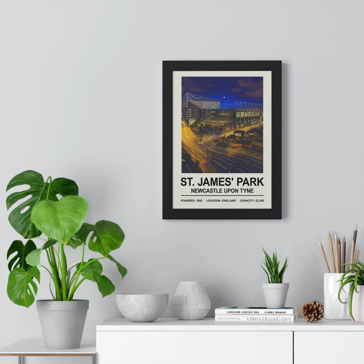 Soccer Poster St. James' Park – Newcastle Night Edition Stadium Poster Print | Iconic Wall Art Poster Kingz