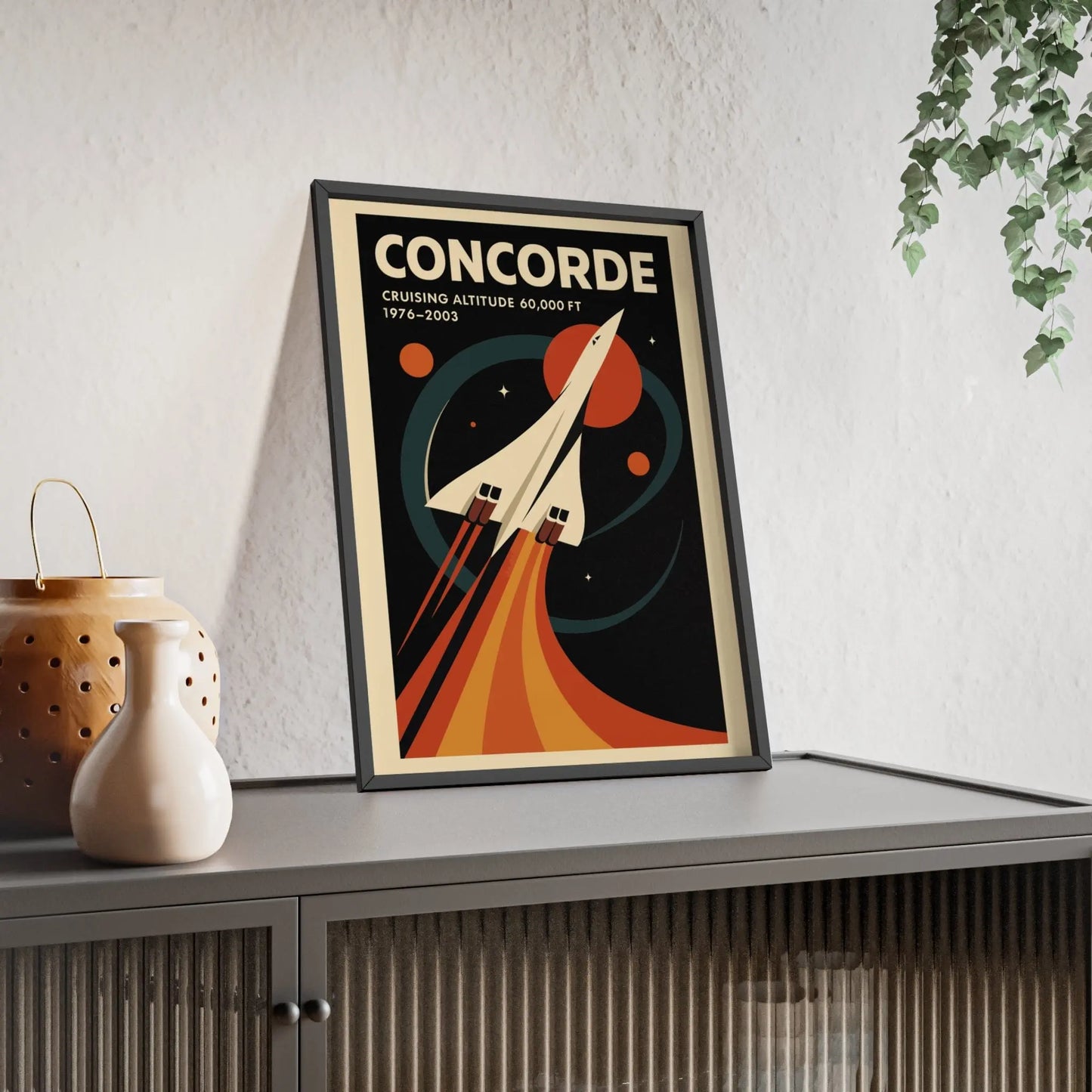 Space Concorde Poster | Retro Supersonic Jet Art Print | Aviation Gift Poster Kingz