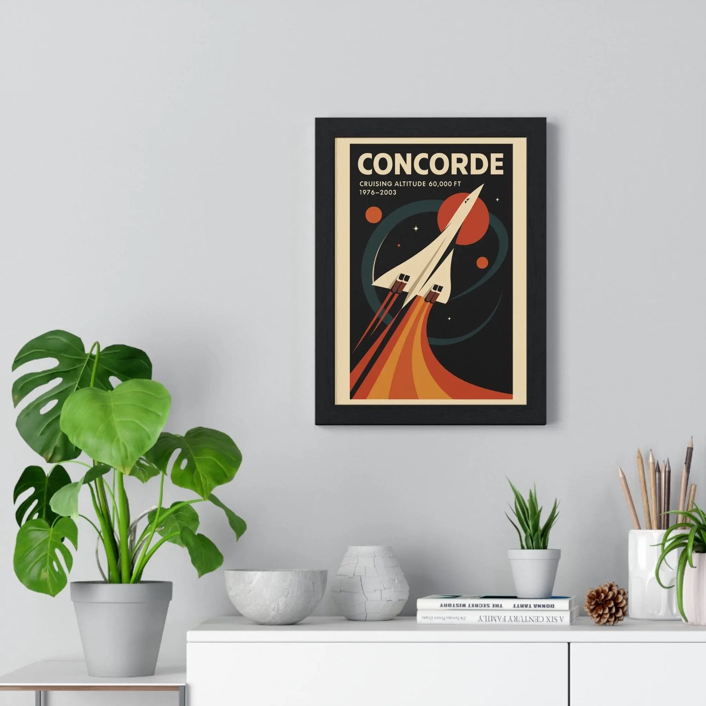 Space Concorde Poster | Retro Supersonic Jet Art Print | Aviation Gift Poster Kingz