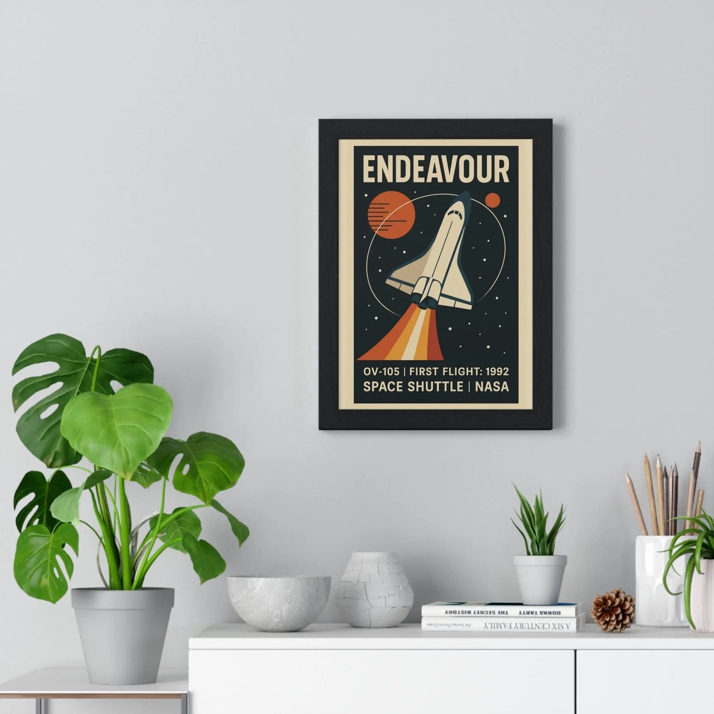 Space Endeavour Space Shuttle Poster | Retro NASA Print | OV-105 Wall Art Poster Kingz