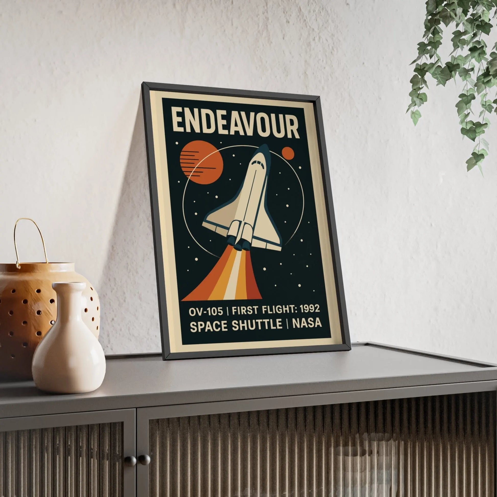 Space Endeavour Space Shuttle Poster | Retro NASA Print | OV-105 Wall Art Poster Kingz