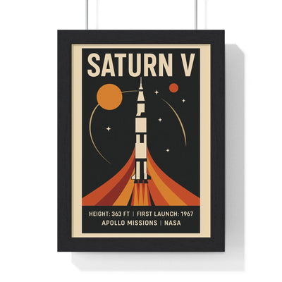Space Saturn V Rocket Poster | Retro Apollo NASA Print | Space Art Poster Kingz