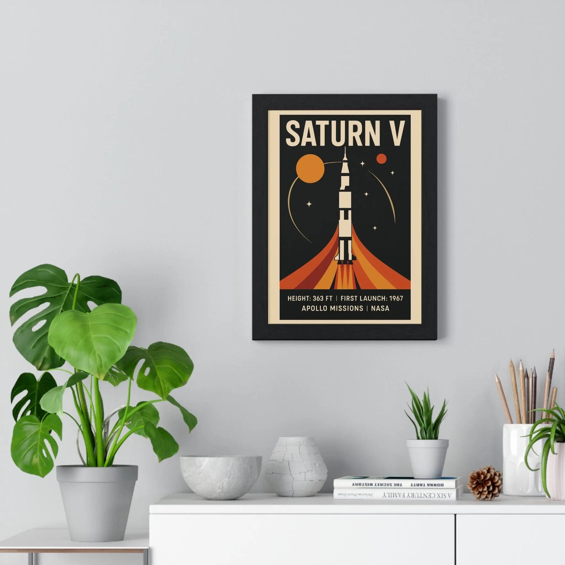 Space Saturn V Rocket Poster | Retro Apollo NASA Print | Space Art Poster Kingz
