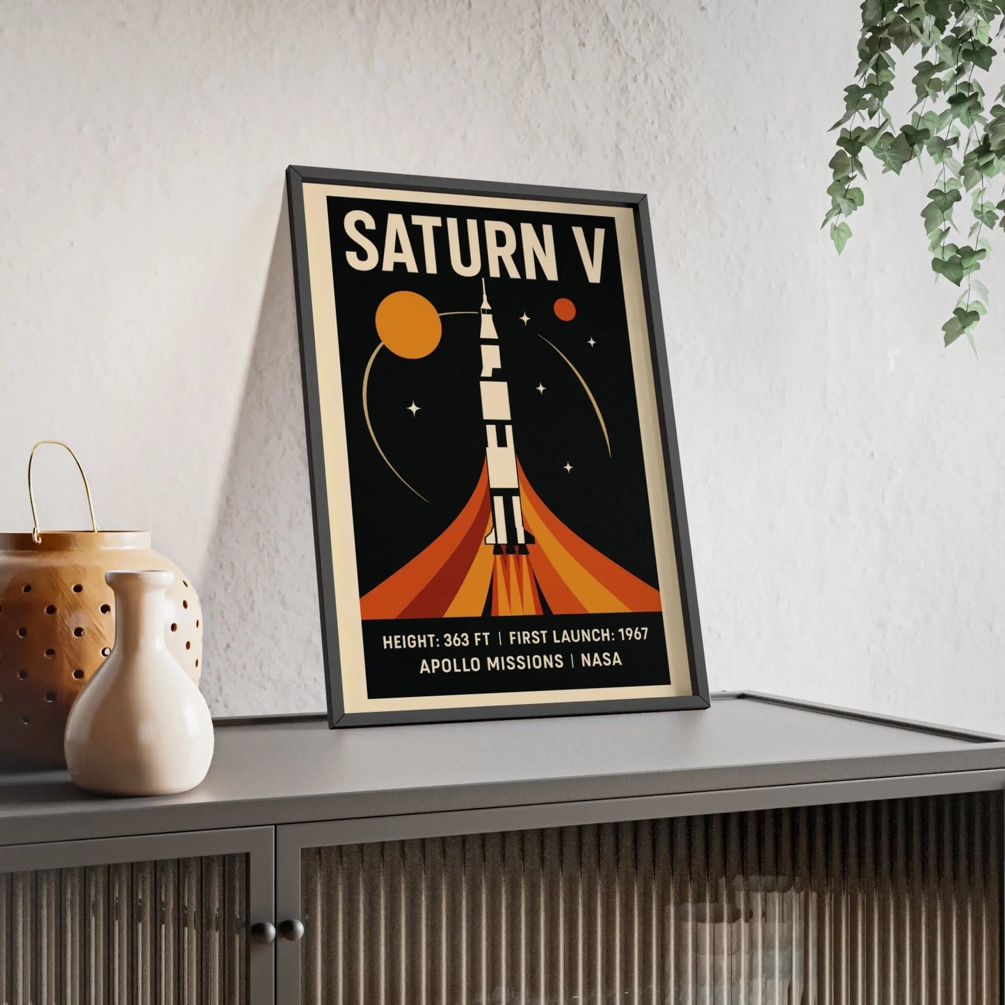 Space Saturn V Rocket Poster | Retro Apollo NASA Print | Space Art Poster Kingz