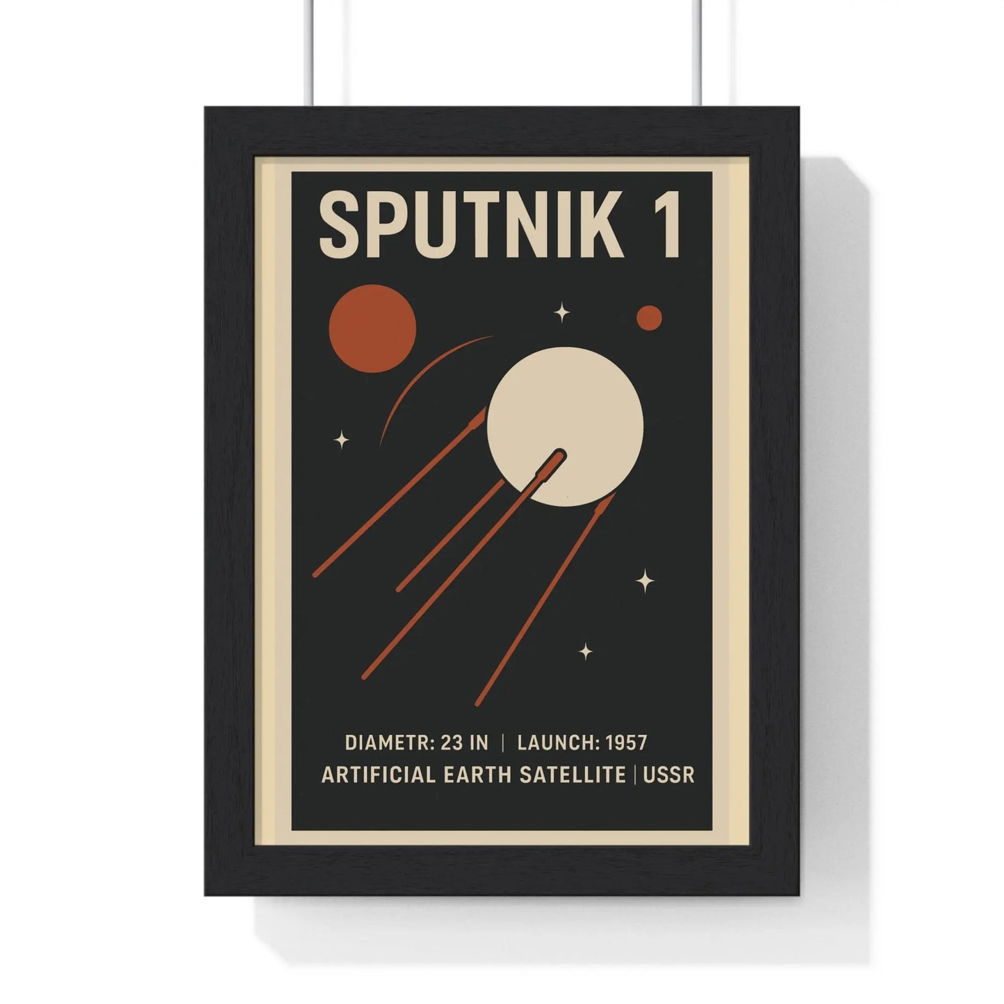 Space Sputnik 1 Poster | Retro Space Art Print | USSR Satellite Wall Art Poster Kingz