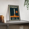 Space Starship Rocket Poster | Retro Space Print | Mars Mission Wall Art Poster Kingz