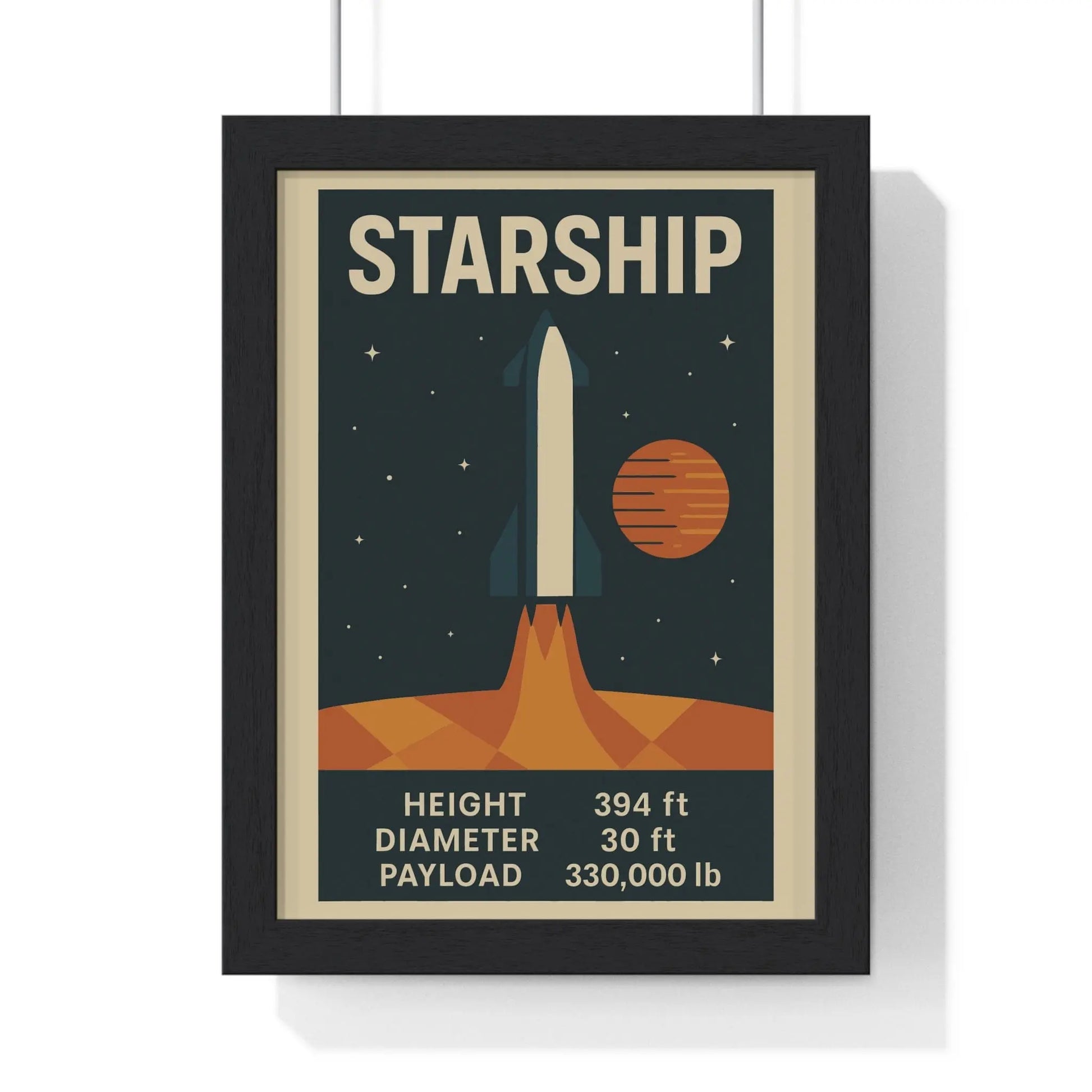 Space Starship Rocket Poster | Retro Space Print | Mars Mission Wall Art Poster Kingz