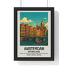 Travel Poster Amsterdam Poster | Vintage Travel Wall Art of Canals & Dutch Houses Poster Kingz