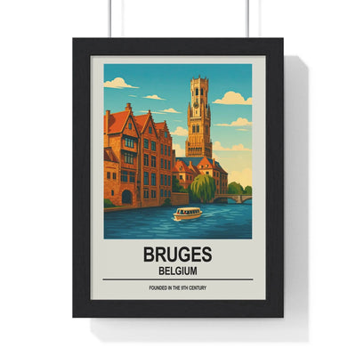 Travel Poster Bruges Belgium Poster | Vintage Travel Wall Art of Belfry & Canals Poster Kingz