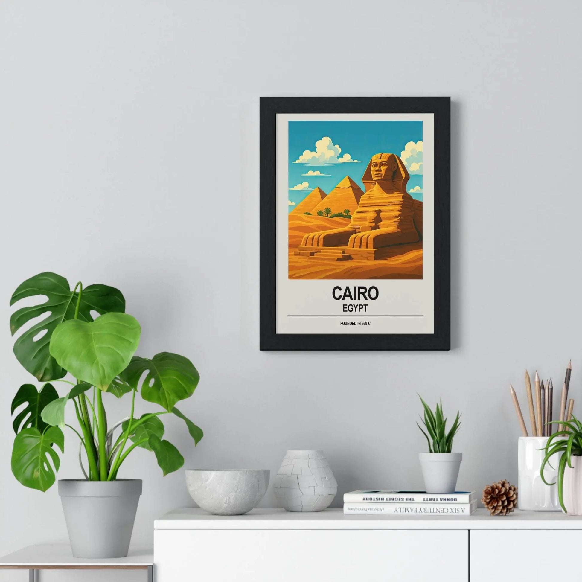 Travel Poster Cairo Poster | Egypt Wall Art Print of Pyramids & Great Sphinx Poster Kingz
