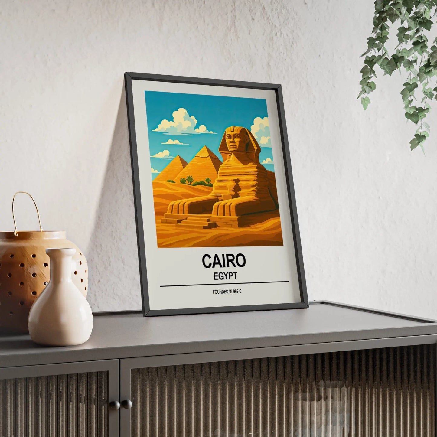 Travel Poster Cairo Poster | Egypt Wall Art Print of Pyramids & Great Sphinx Poster Kingz