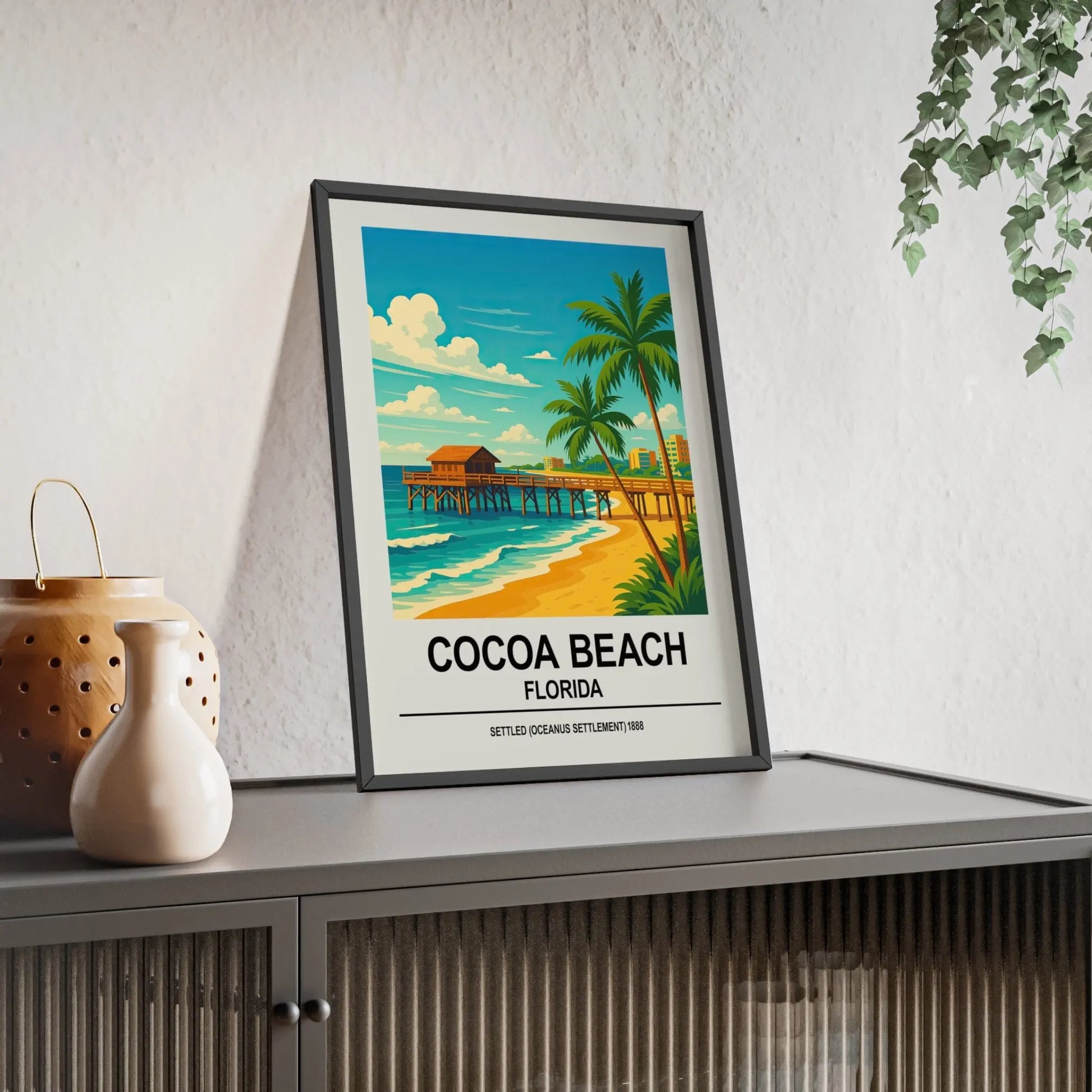 Travel Poster Cocoa Beach Florida Poster | Vintage Travel Style Coastal Wall Art Poster Kingz