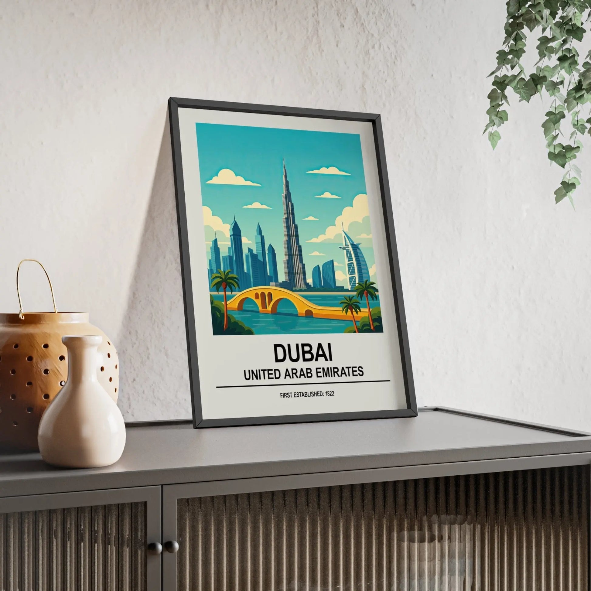 Travel Poster Dubai Skyline Poster | UAE Burj Khalifa Travel Wall Art Print Poster Kingz