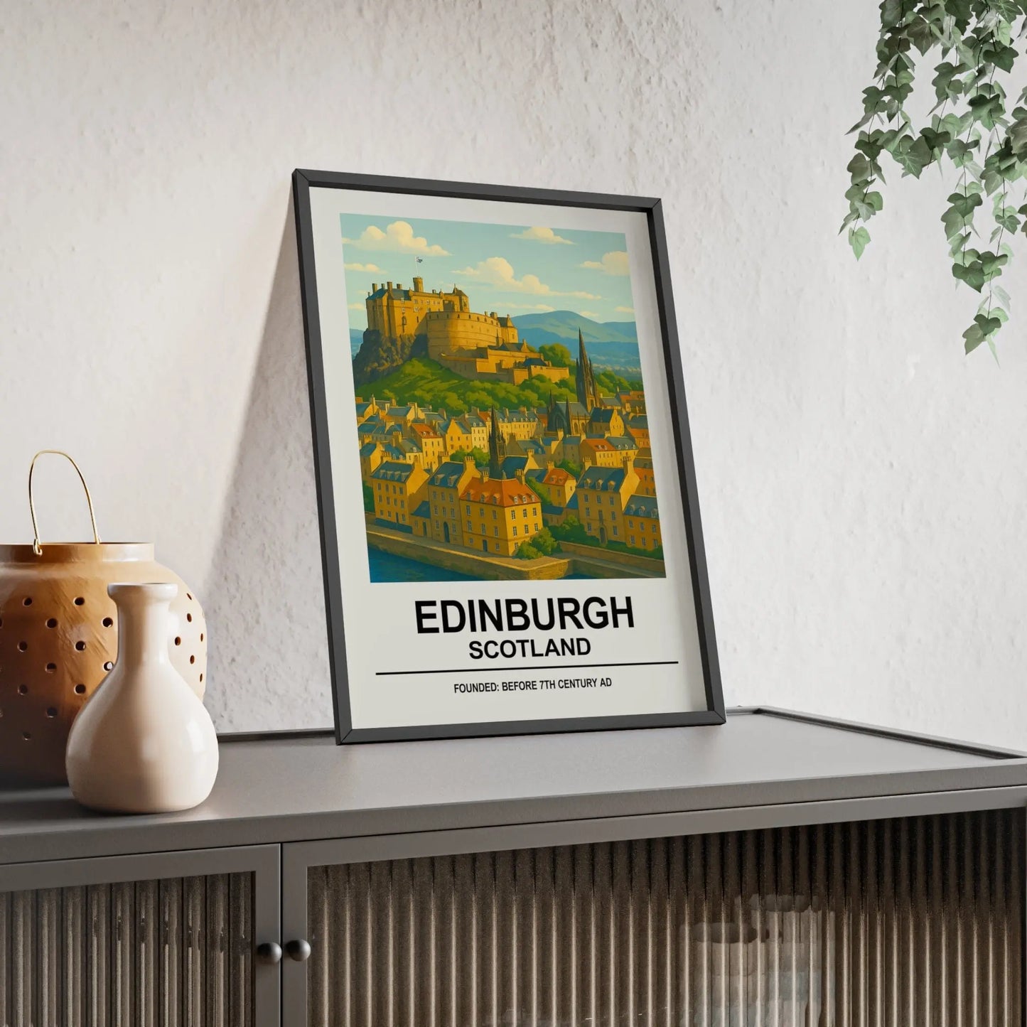 Travel Poster Edinburgh Poster | Scotland Travel Print | Vintage Castle Wall Art Poster Kingz