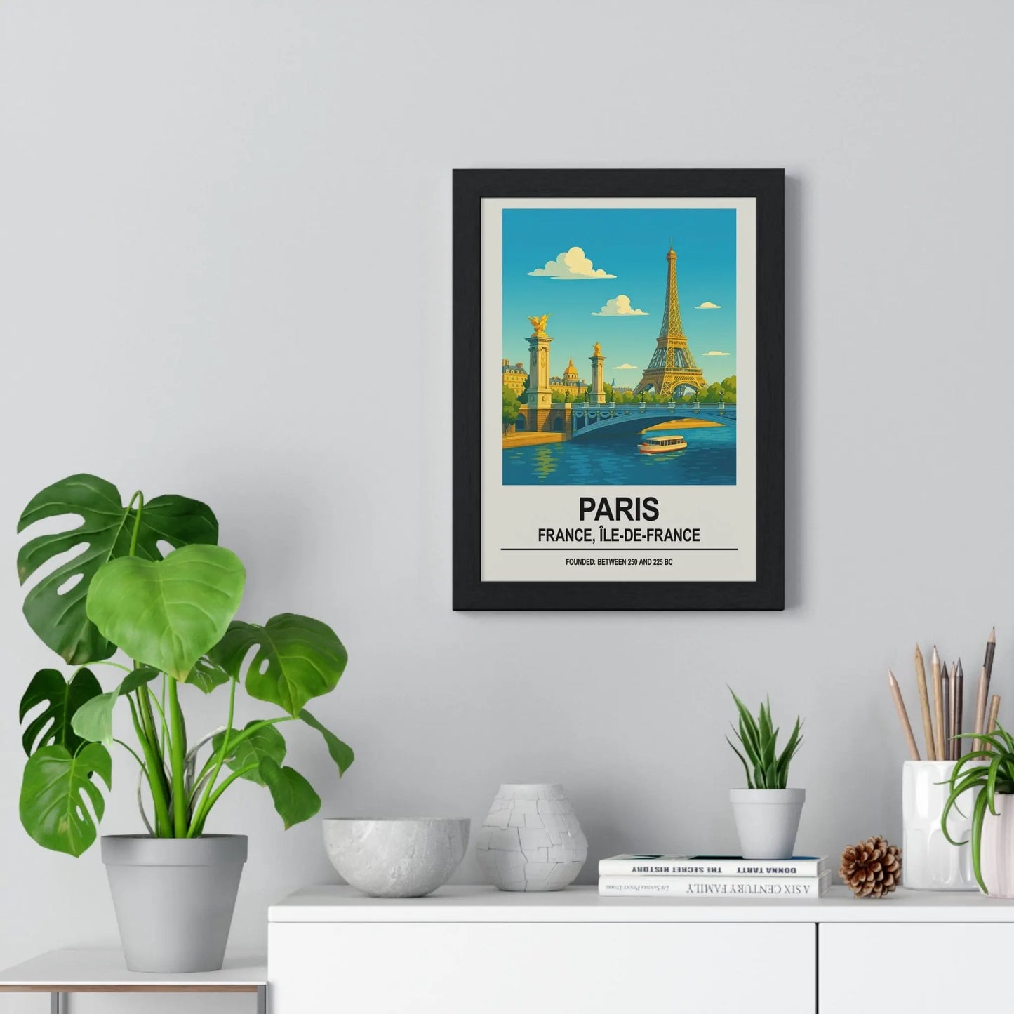 Travel Poster Paris Poster | Eiffel Tower & Seine River France Travel Wall Art Poster Kingz