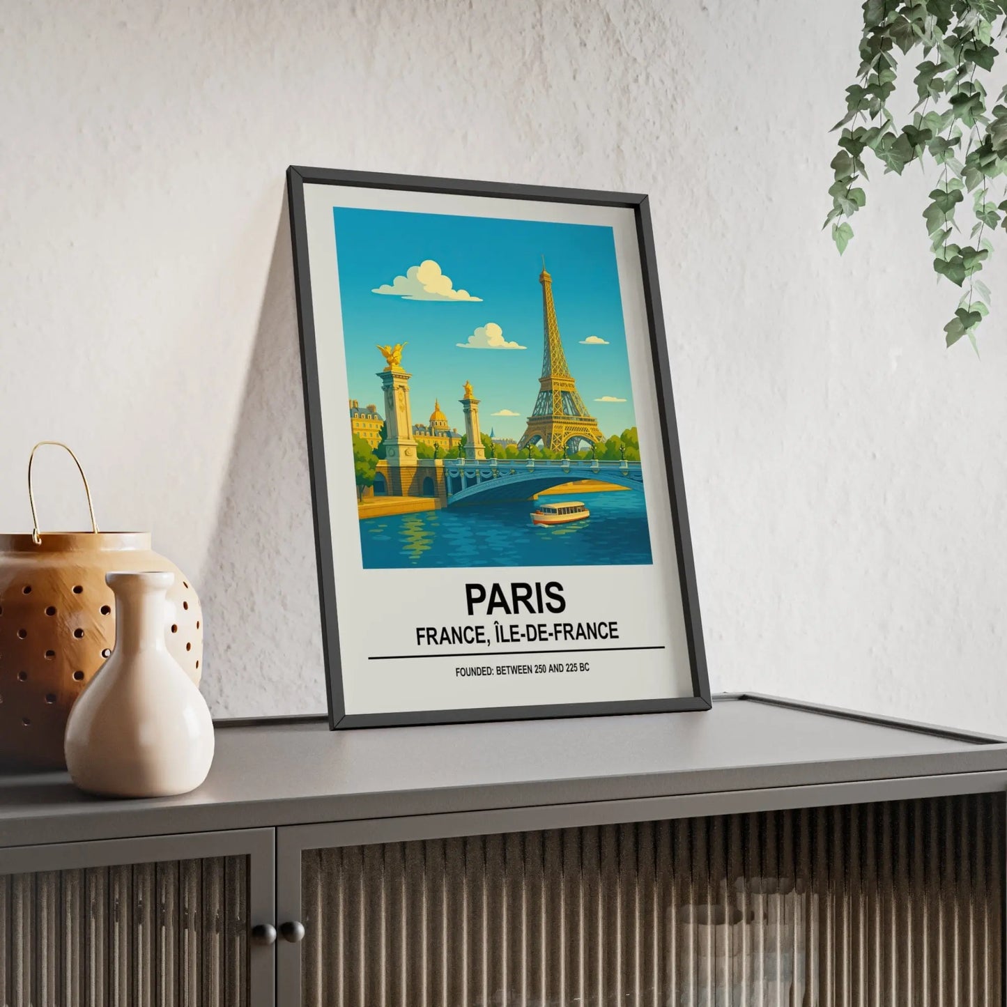 Travel Poster Paris Poster | Eiffel Tower & Seine River France Travel Wall Art Poster Kingz
