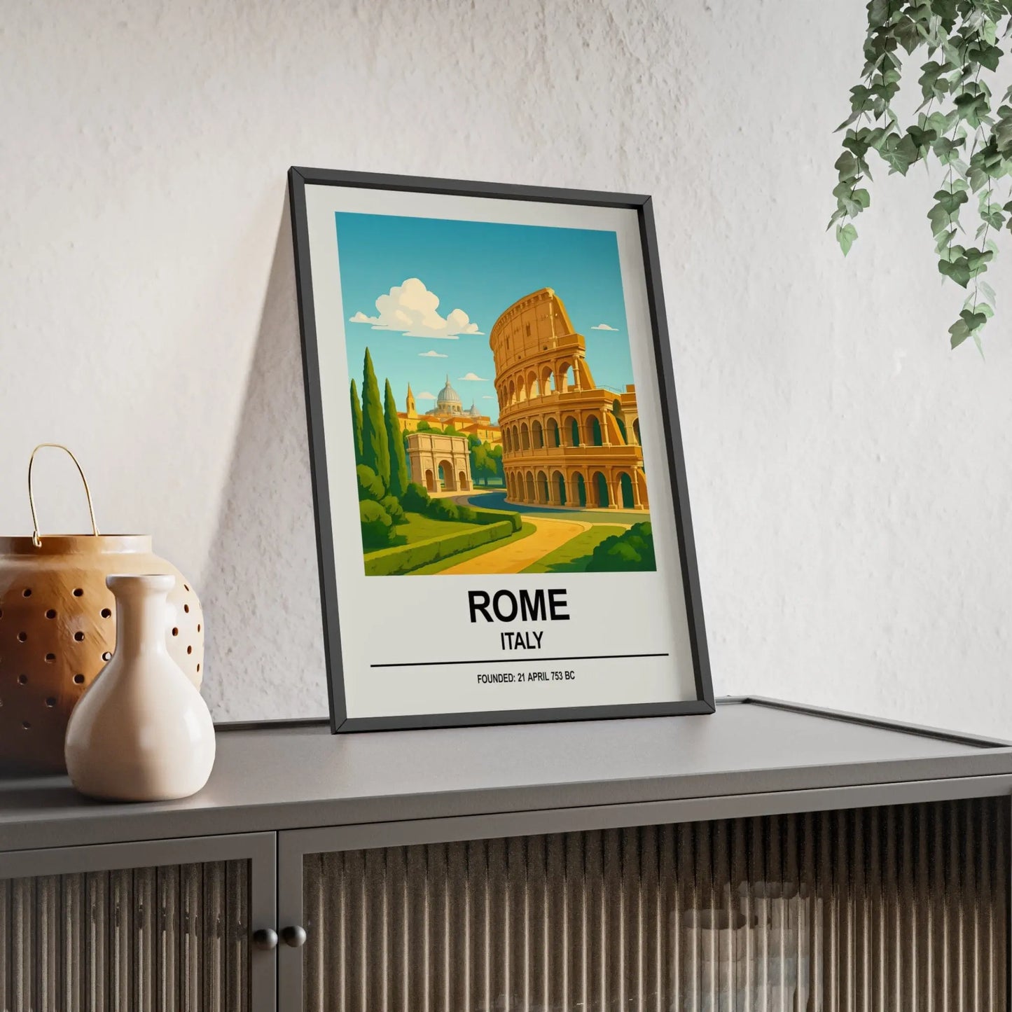 Travel Poster Rome Poster | Italy Wall Art Print of the Colosseum & City Poster Kingz
