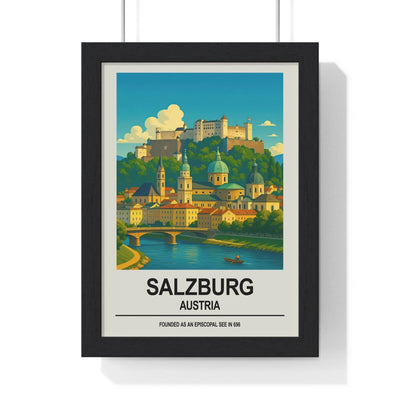 Travel Poster Salzburg Poster | Austria Wall Art Print of Old Town & Fortress Poster Kingz
