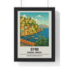 Travel Poster Symi Rhodes Greece Poster | Colourful Greek Island Travel Wall Art Poster Kingz