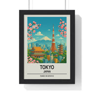 Travel Poster Tokyo Japan Poster | Vintage Travel Print with Mt Fuji & Cherry Blossoms Poster Kingz
