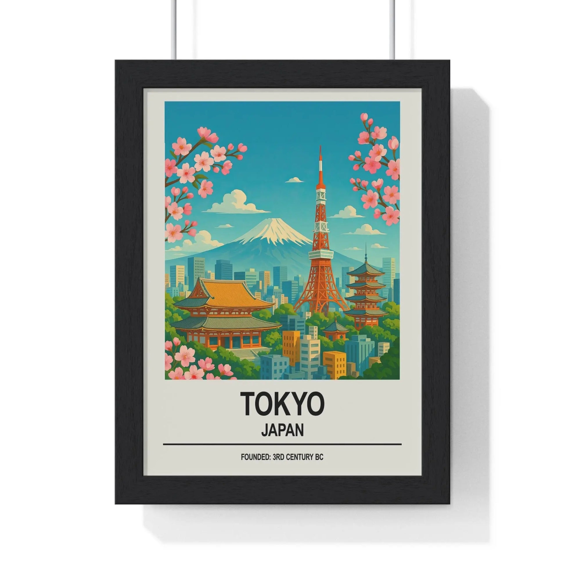 Travel Poster Tokyo Japan Poster | Vintage Travel Print with Mt Fuji & Cherry Blossoms Poster Kingz