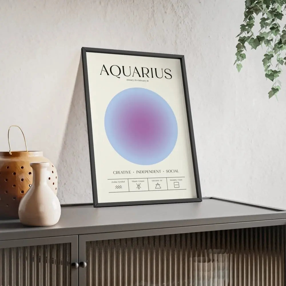 Zodiac Aquarius Astrology Chart Poster - Colour Art Print Poster Kingz