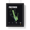 Prestwick 17th Hole print framed in a black frame, ready to hang