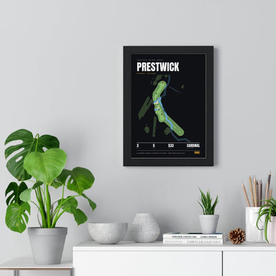 Prestwick 3rd Hole print framed on a living room wall
