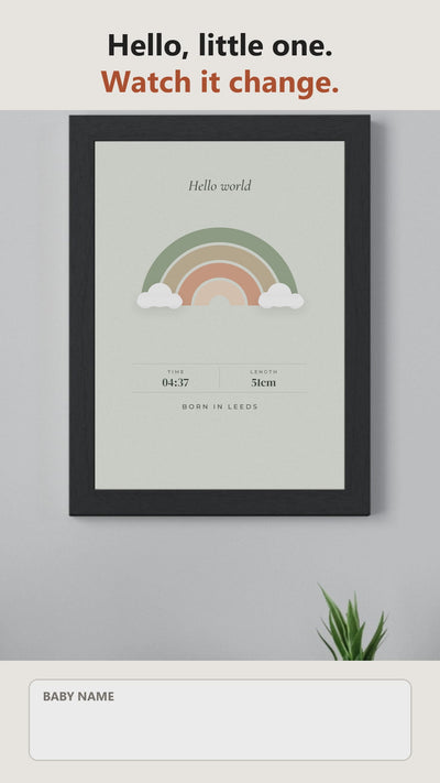 Live preview: personalising the Personalised Baby Birth Stats Print and watching it change
