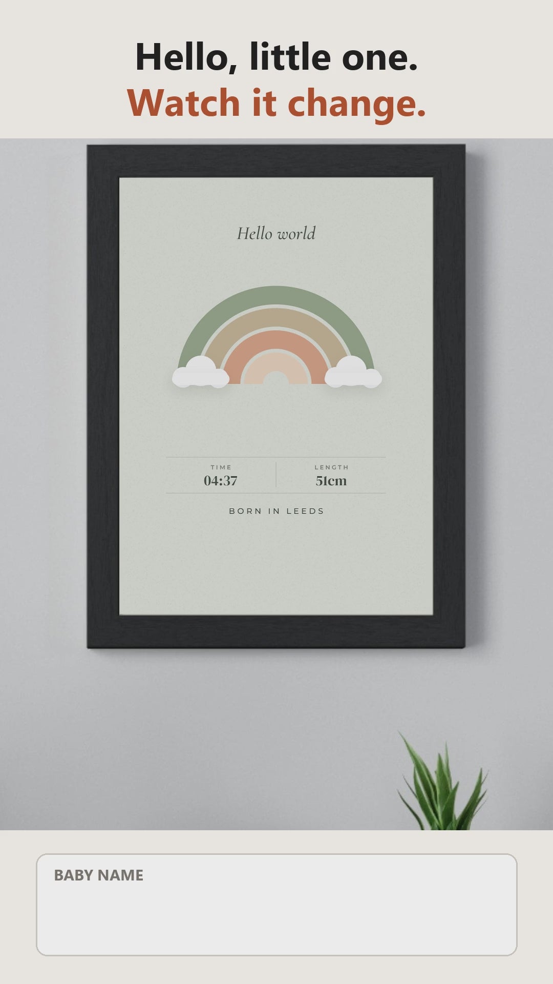 Live preview: personalising the Personalised Baby Birth Stats Print and watching it change