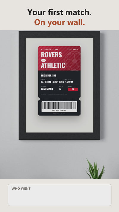 Live preview: personalising the Personalised Football Match Ticket Print and watching it change