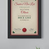 Live preview: personalising the Personalised Santa's Nice List Certificate Print and watching it change
