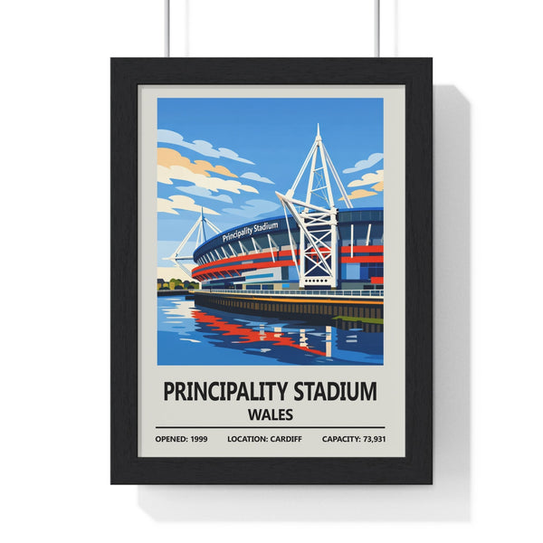 Principality Stadium Cardiff rugby poster framed black