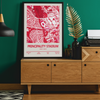 Framed Principality Stadium Cardiff Rugby map print wall display