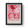 Framed Principality Stadium Cardiff Rugby map print