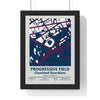 Progressive Field map print framed in a black frame, ready to hang