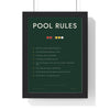 Pub Pool Rules print framed in a black frame, ready to hang