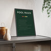 Pub Pool Rules print framed and leaning on a sideboard