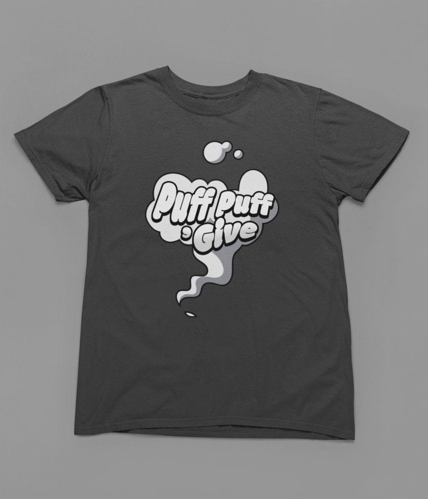Grey t-shirt with Puff Puff Give Quote Friday Movie /Sweatshirt back view