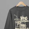 Blue t-shirt with Pulp Fiction Big Kahuna Burger Large Logo /Sweatshirt - Iconic Movie Merchandise close-up