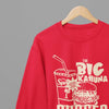 Grey t-shirt with Pulp Fiction Big Kahuna Burger Large Logo /Sweatshirt - Iconic Movie Merchandise wall display