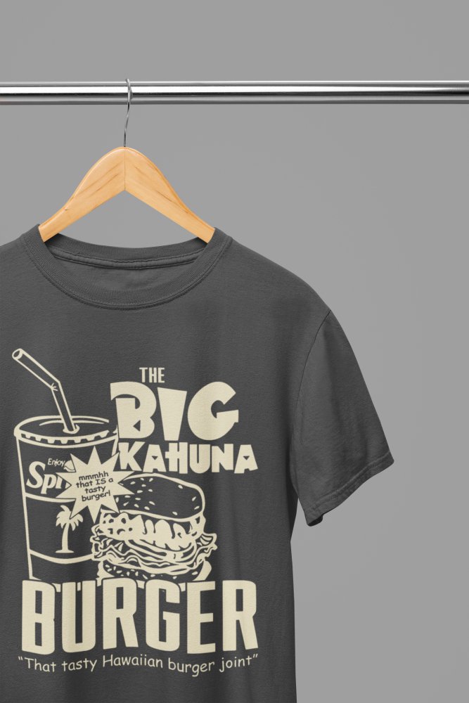 Pulp Fiction Big Kahuna Burger Large Logo T-Shirt/Sweatshirt – Iconic Movie Merchandise - Poster Kingz - S - T-Shirt - Grey