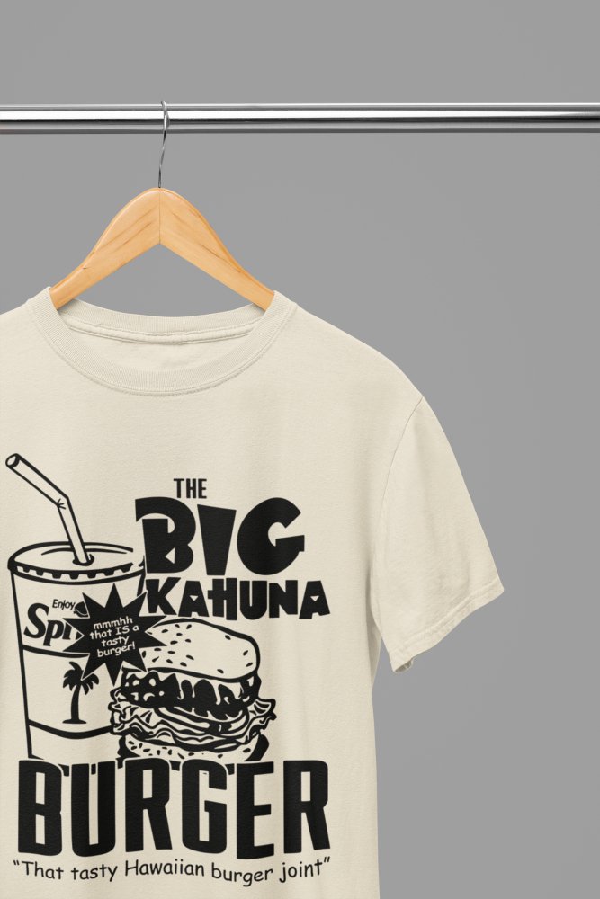 Pulp Fiction Big Kahuna Burger Large Logo T-Shirt/Sweatshirt – Iconic Movie Merchandise - Poster Kingz - S - T-Shirt - Sand