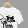 Red t-shirt with Pulp Fiction Big Kahuna Burger Large Logo /Sweatshirt - Iconic Movie Merchandise wall display