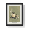 Put the Kettle On Print framed in a black frame, ready to hang