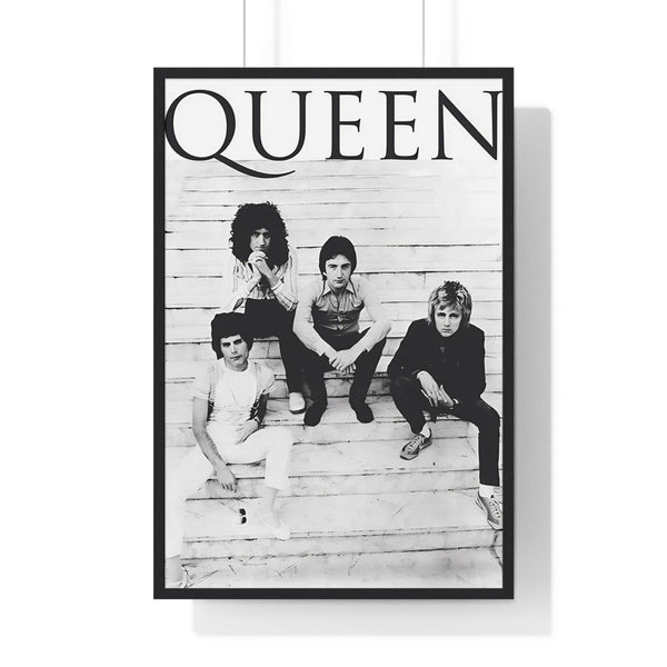 Queen Classic Band Photo Maxi Poster featuring four band members on steps with Queen logo