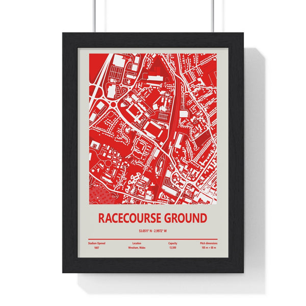 Racecourse Ground stadium map print framed in black MDF frame Wrexham AFC wall art