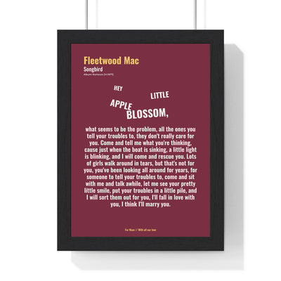 Personalised full song lyrics poster with dedication main product image